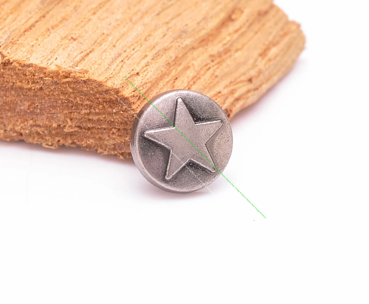 50pc Rock Vintage Silver Round STAT Stud Spikes for Bag Shoes Belt Leathercraft