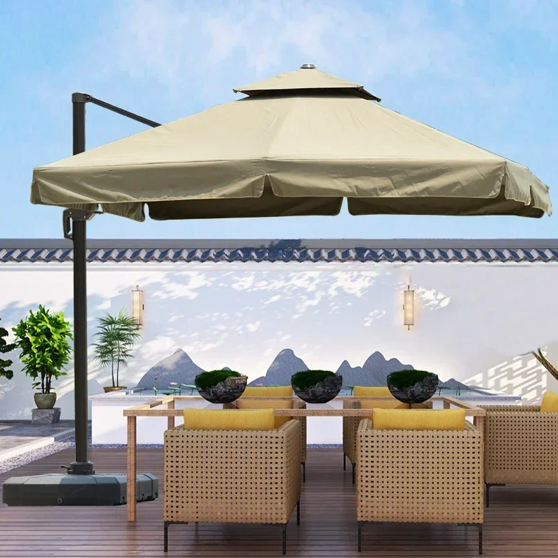 

-Outdoor Umbrellas Large Solar Lights Courtyard Courtyard Tables And Chairs Villa Garden Roman Wind Resistance