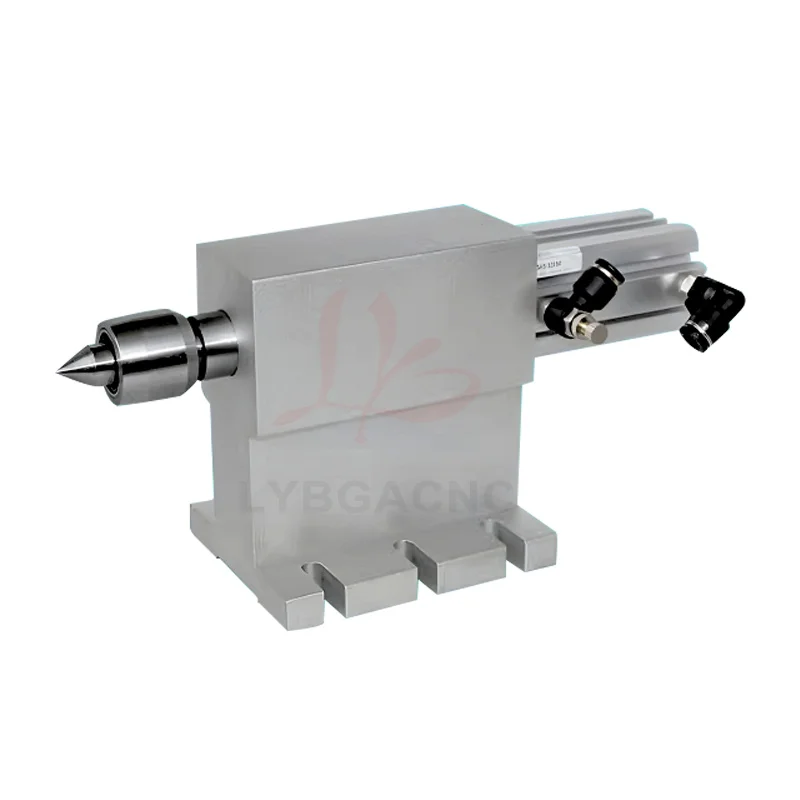 นิวเมติก Tailstock เครื่องแกะสลัก 4th แกนอุปกรณ์เสริม MT2 Top Head ER11 นิวเมติก Movable Center ความสูง 100 มม.