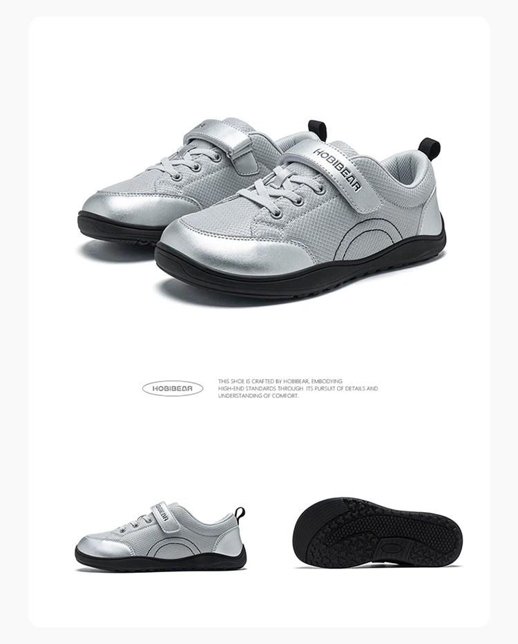 HOBIBEAR Breitpassform Kinderschuhe Barfuß-Sneaker mit Klettverschluss Kunstleder Mesh Leichte Zero-Drop Laufschuhe – Detail 18