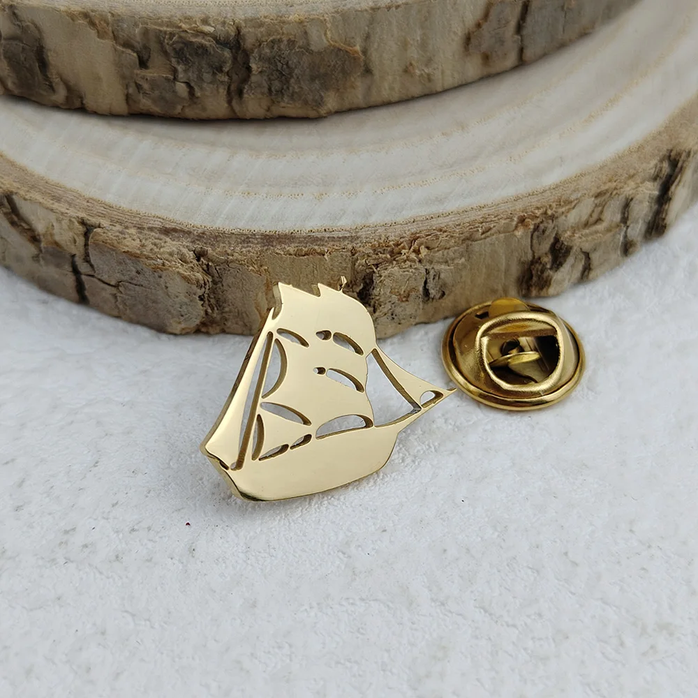 بروش رجالي بتصميم عصري وبسيط من الفولاذ المقاوم للصدأ بإبزيم على شكل فراشة ناعم لقطع المراكب الشراعية #4