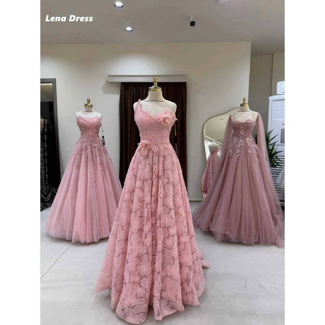 

Lena Line A Роскошные вечерние платья 2025 Женское розовое кружевное вечернее платье с цветочным принтом для свадебной церемонии Платья для особых случаев