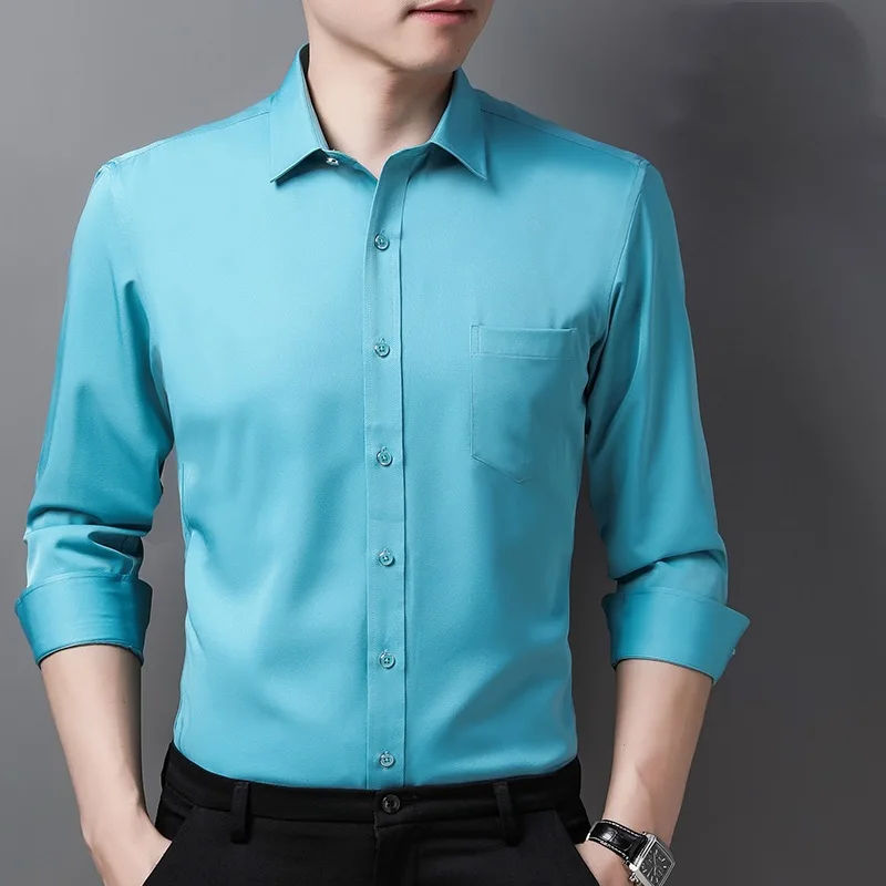 

2023 New Men's Solid Color Long-Sleeved Shirt Professional Spring and Summer Matching Business Shirt