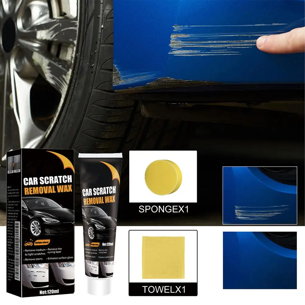 Car Scratch Repair Kit with Sponge Remover Wax Paint Polishing Grinding Paste for Scuffs & Light Scratches Vehicle Care