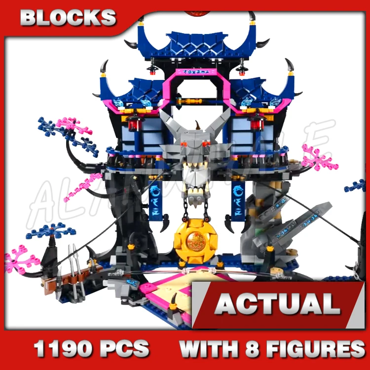 

1190pcs Shinobi Wolf Mask Shadow Dojo Aerial Combat Blood Moon Gong of Shattering 35565 Building Block Toy Compatible with Model