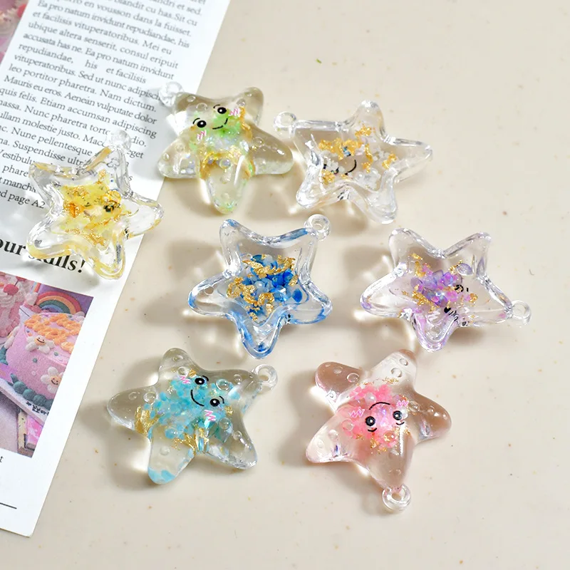 7Pcs Transparent Luminous Acrylic Charms Candy Color Cute Jellyfish Pendants for Diy Necklace Earring Accessories