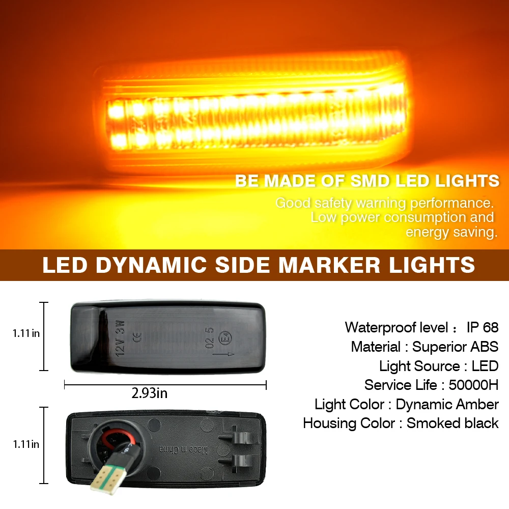 For Mercedes Benz C-Class W201 W202 E-Class W124 S-Class W140 SL-Class R129 LED Car Side Marker Lights Repeater Signal Lights