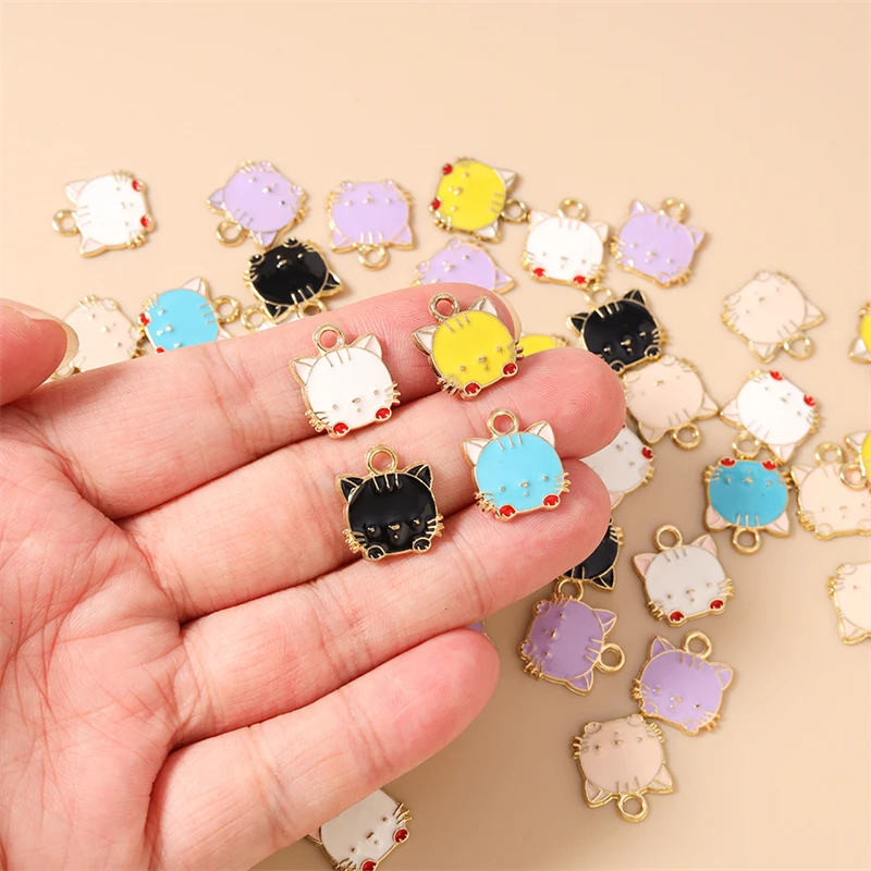 20 Stück 14x15mm Cartoon-Emaille-Tieranhänger Katzen-Charms für die Herstellung von Ohrhängern, Halsketten, Armbändern, DIY-Bastelarbeiten, Schmuckzubehör – Detail 3