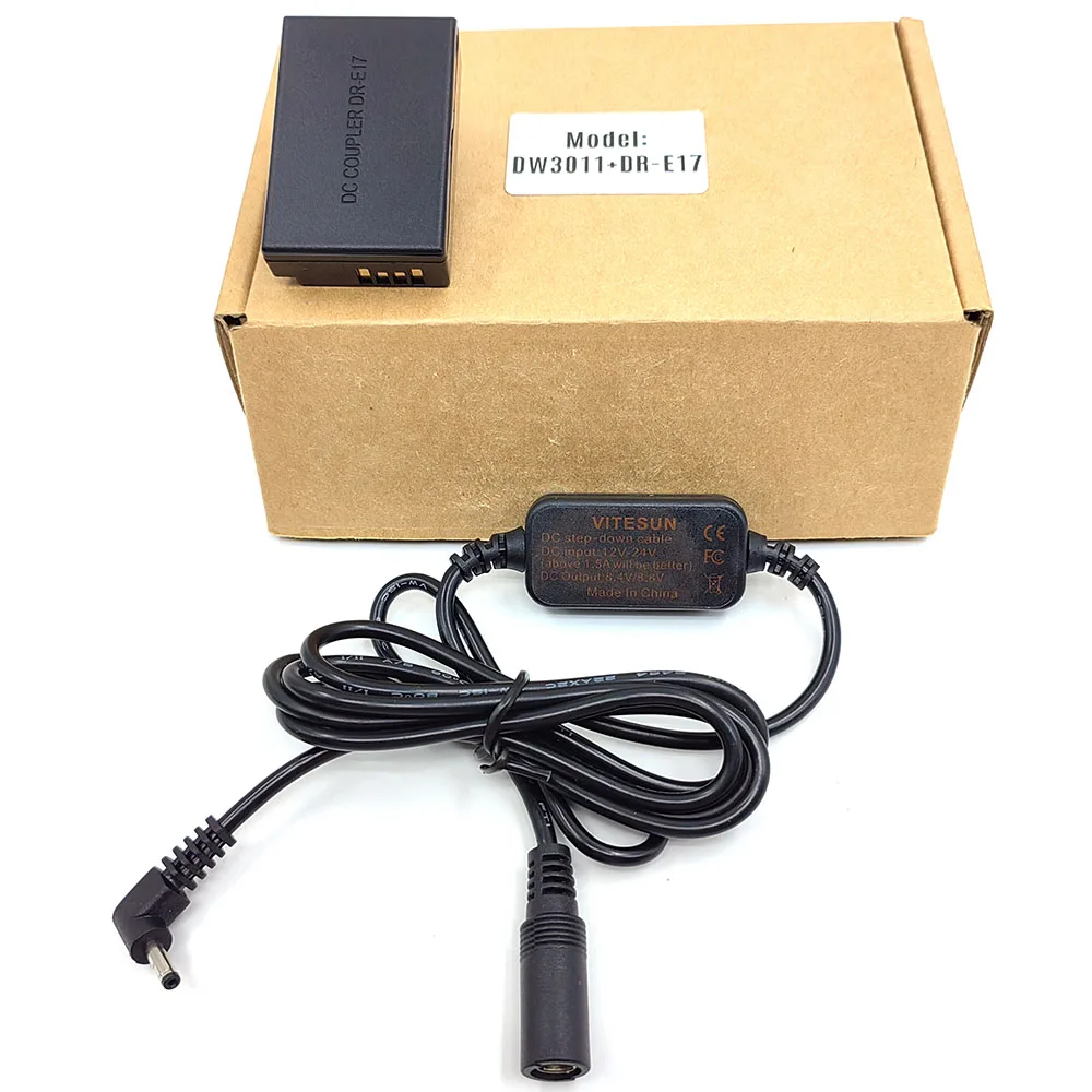 12V-24V Step-Down Power Cable + DR-E17 DC Coupler LP-E17 Dummy Battery For Canon EOS M3 M5 M6 EOS-M3 EOS-M5 EOS-M6 EOS-M6Mark II