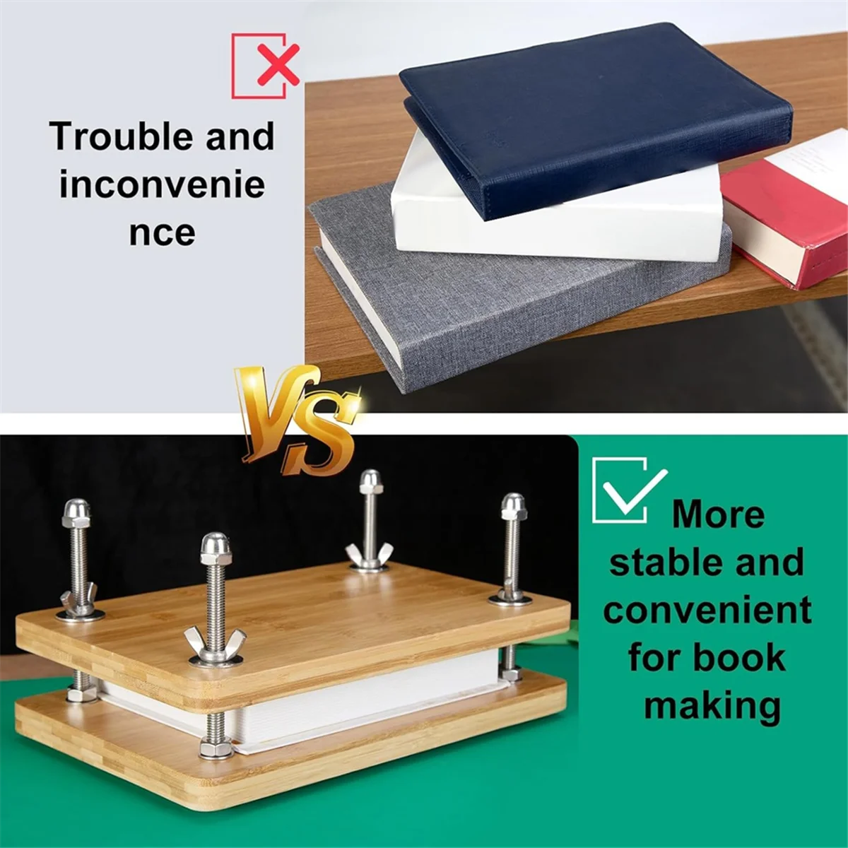 SLQZT Rilegatura di libri, libro di bambù in legno, kit portatili per forniture per rilegatura