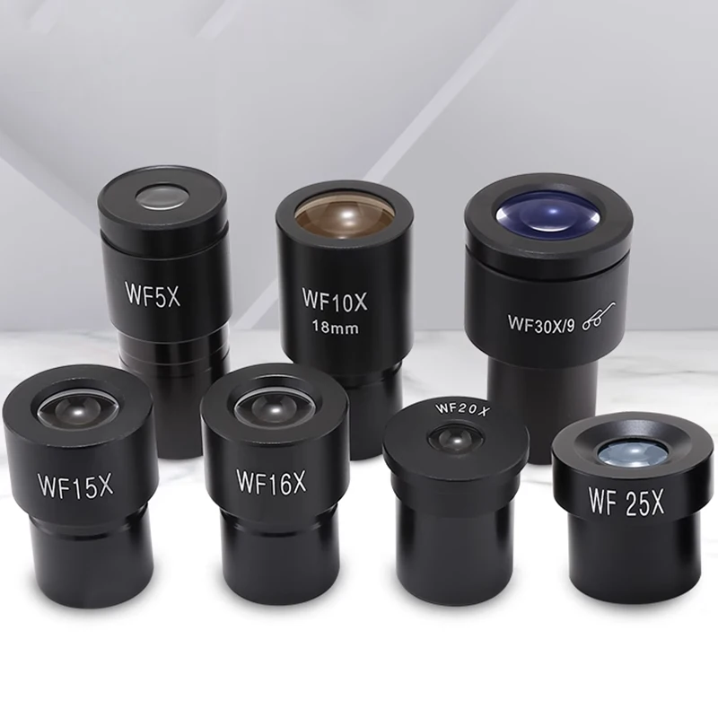 2PCS Biological Microscope Eyepieces WF5X 10X 15X 16X 20X 25X Wide-angle Eyepiece Mounting Size 23.2mm