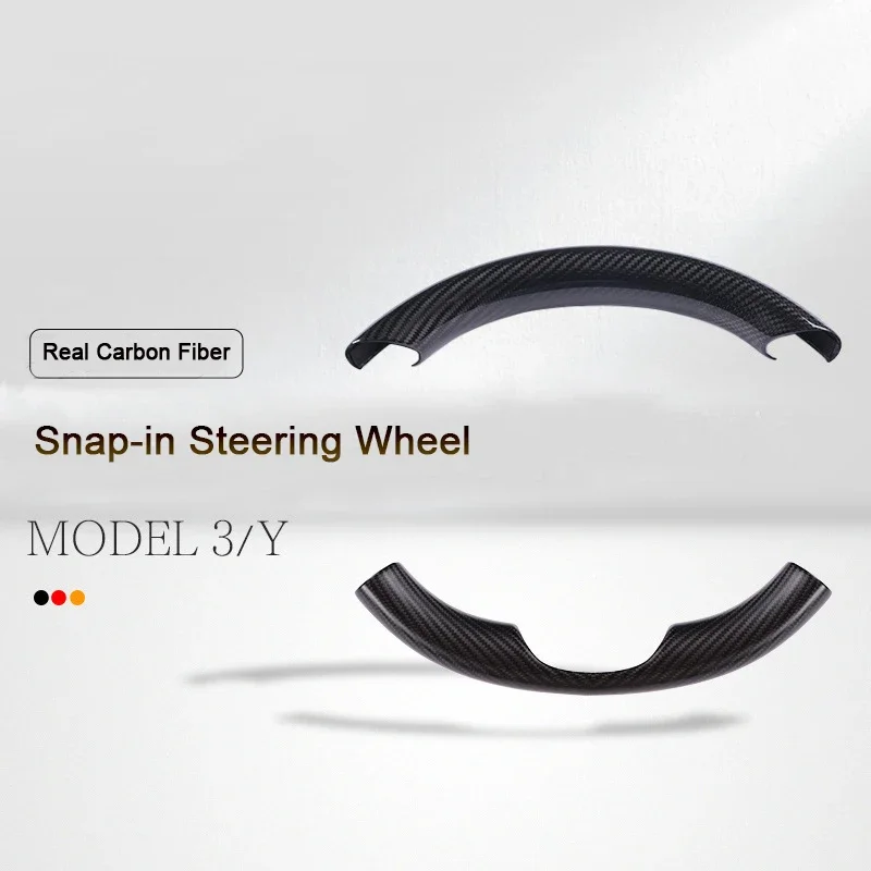 Real Carbon Fiber Steering Wheel Cover for Tesla Model 3 Y Snap-in Steering Covers Model 3 Y Car Interior Modification 2017-2023