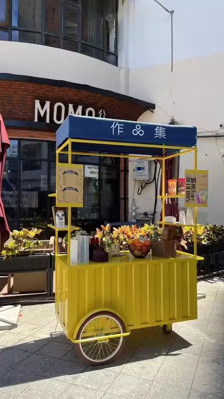 Street Mobile Coffee Bubble Tea Kiosk New Design Cargo Bike Coffee Bike 3 Wheel Coffee Bike