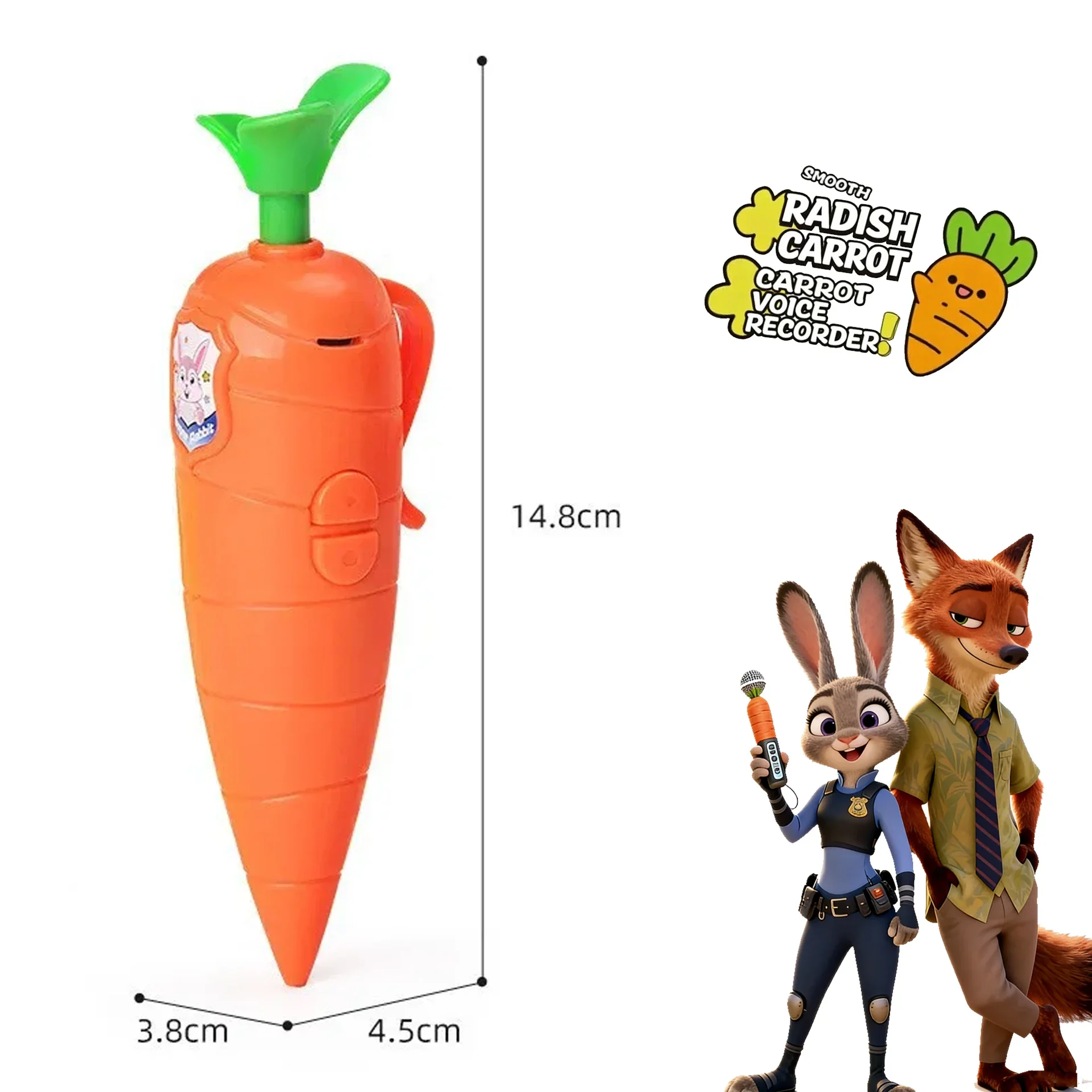 Zootopia 2 Judy Hopps Wortel Voice Recorder Pen Cosplay Prop met echt geluid 60 seconden opnamefunctie Cartoon Kerstcadeaus