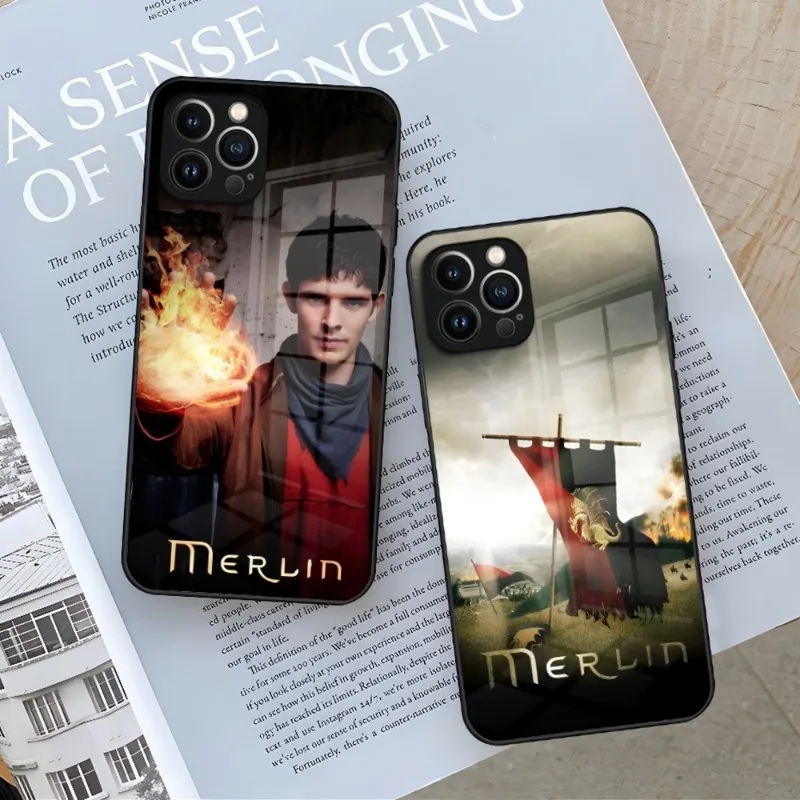 TV Series Merlin Phone Case For Iphone 14 13 12 11 Pro Max Mini X Xr Xs 8 7 Puls 6 Toughened Glass