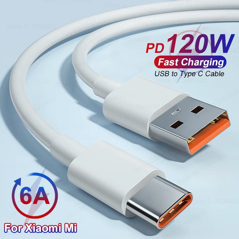 PD 120W 6A Fast Charging Cable For Xiaomi Mi 15 14 13 Ultra Pro Redmi Note 14 Poco USB to Type C Quick Charge Cables Accessories