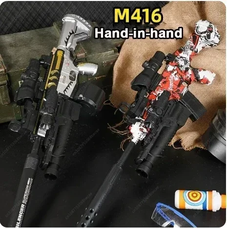 Nieuwe Elektrische M416 Speelgoed Pistool Gei Bullet Blaste Kinderen Speelgoed Buiten Spel Airsoft Geweer Splatter Wapen Jongen Kerstcadeau