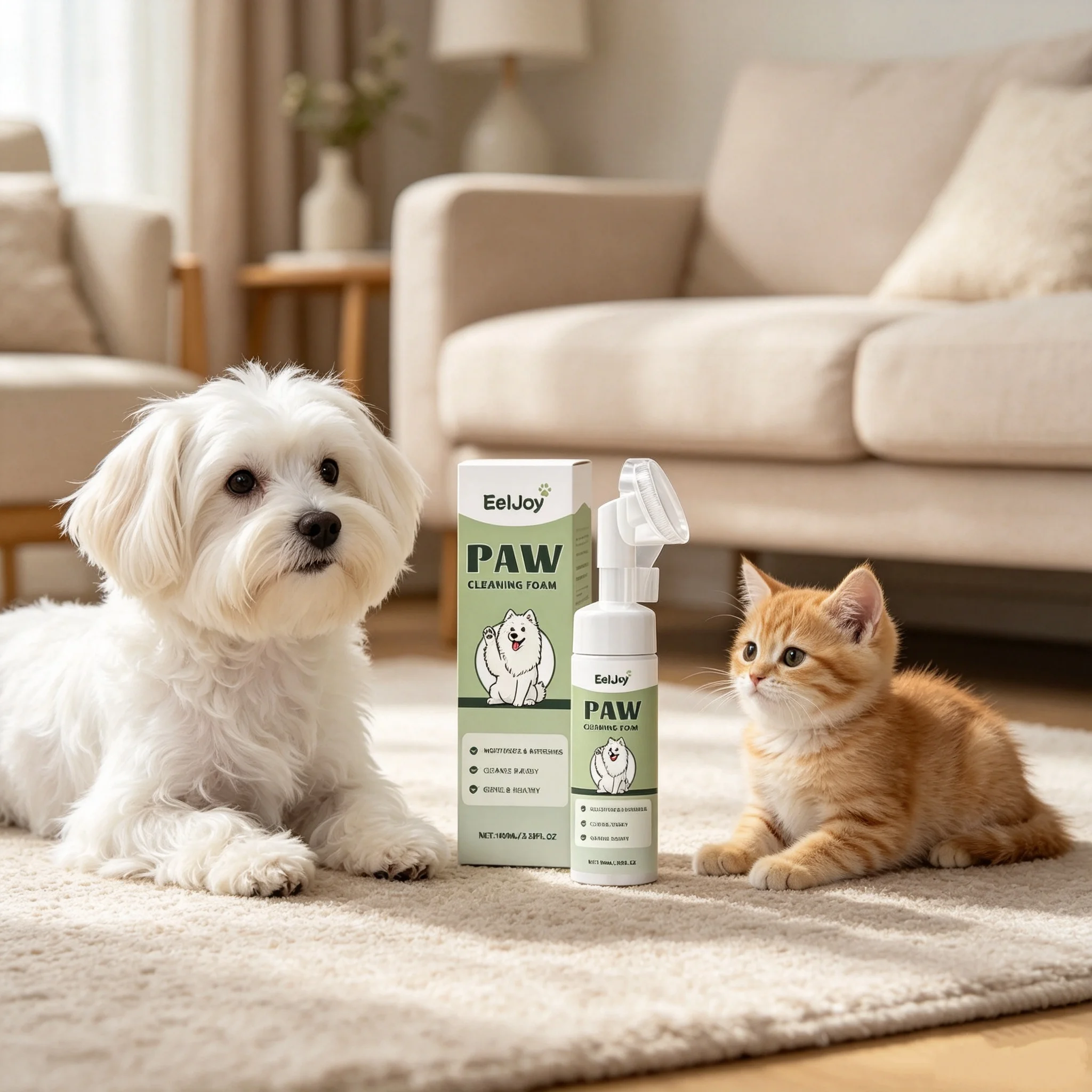 100ml Paw Cleaner Foam Dog & Cat Claw Cleaner Waterless Pet Shampoo With Brush For Rinse-Free Pet Supplies Cat Paw Deep Cleanser