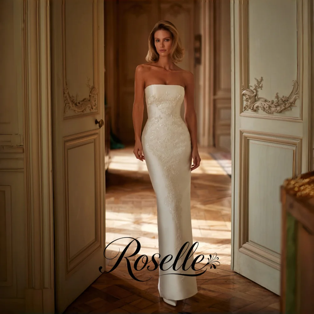 ROSELLE Exquisite Ankle-Length Sheath Wedding Dress Strapless Sleeveless Open Back 2026 Bridal Gown Customized свадебное платьеl