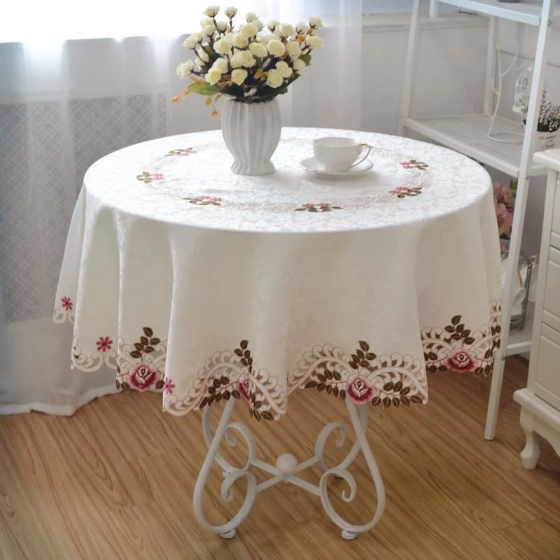 American style round table cloth European style table cloth Round tea table mat Household square cloth square table embroidered