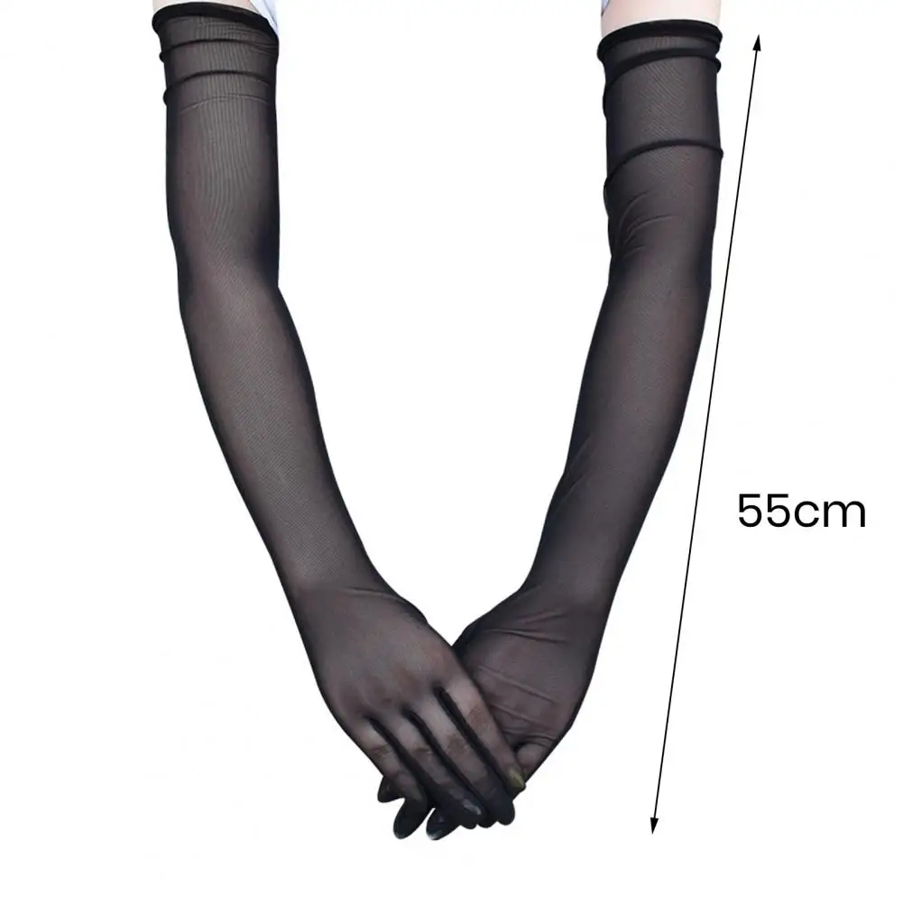 1 Pair Sexy Lace Thin Transparent Hollow Breathable Long Gloves Seamless High Elasticity Solid Women White Black Stocking Gloves