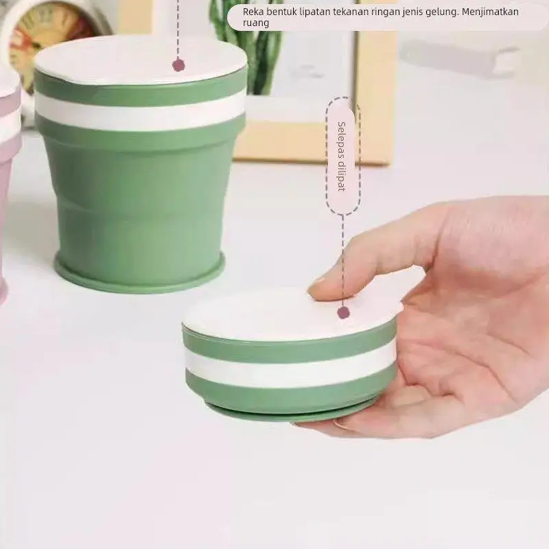 Portable Travel Compressed Silicone Water Cup Outdoor Washing Mouth Cup Food Grade High Temperature Resistant Stackable Water...