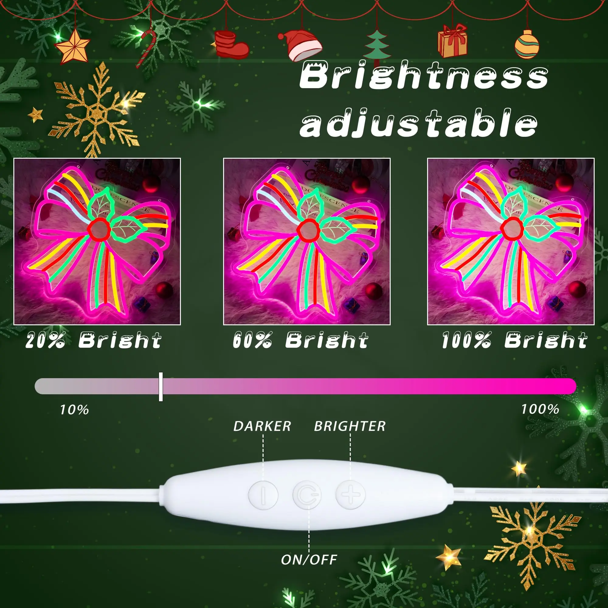 عيد الميلاد هولي القوس النيون نحت عكس الضوء USB بالطاقة LED تضيء تسجيل ل جدار ديكور غرفة نوم نافذة عطلة حزب هدية #3