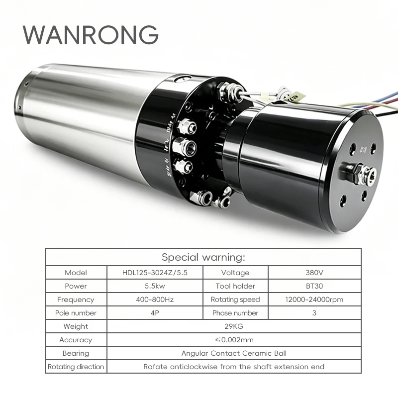 5.5KW 125MM  Spindle High Precision  Water Cooled  Automatic Tool Change Spindle For  Milling Machine