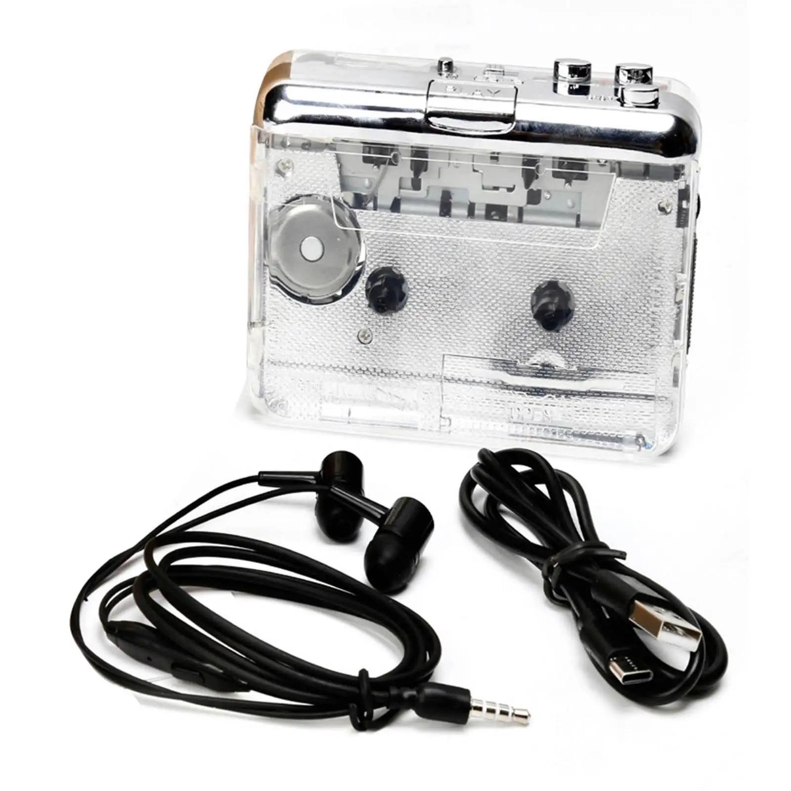 USB Player, Converter Cable for Laptop PC ,Personal Computers, earplugs, Travel ,Clear