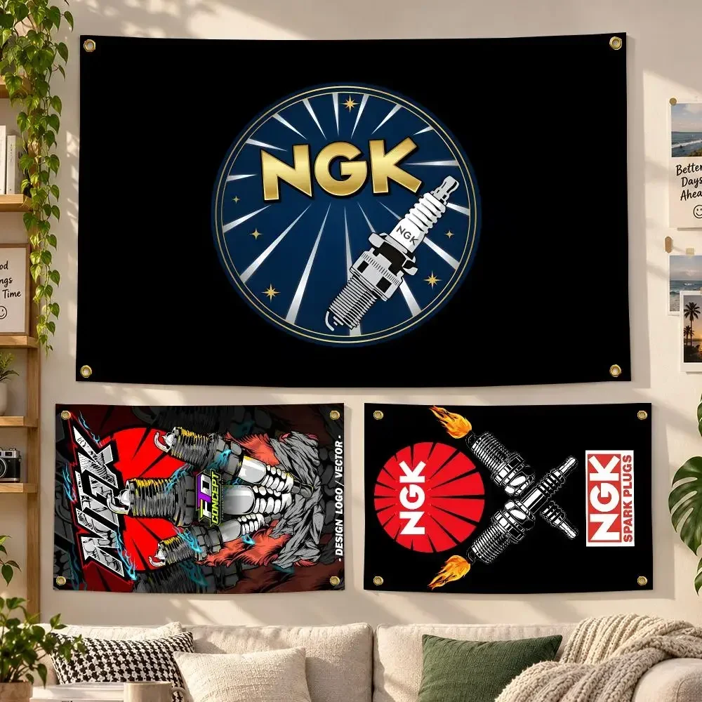 NGK Spark Plug Racing Ignition Engine Performance Flags Personalized Flag Room Dorm Camping Picnic Garage Bar Outdoor Wall Decor