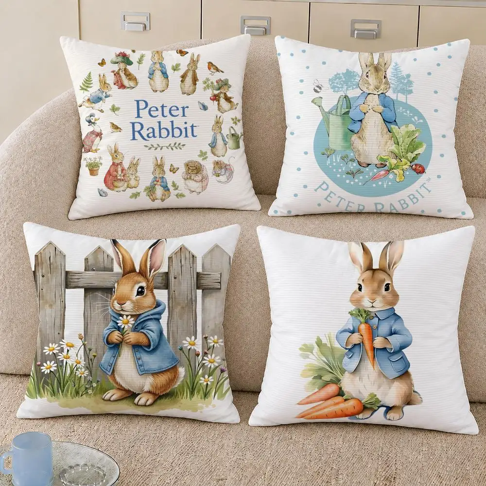 Character Peter Rabbit Retro Cute Cushion Cover Decorative Pillowcase Soft Short Plush Cozy Durable Sofa Home Decor Items Gift