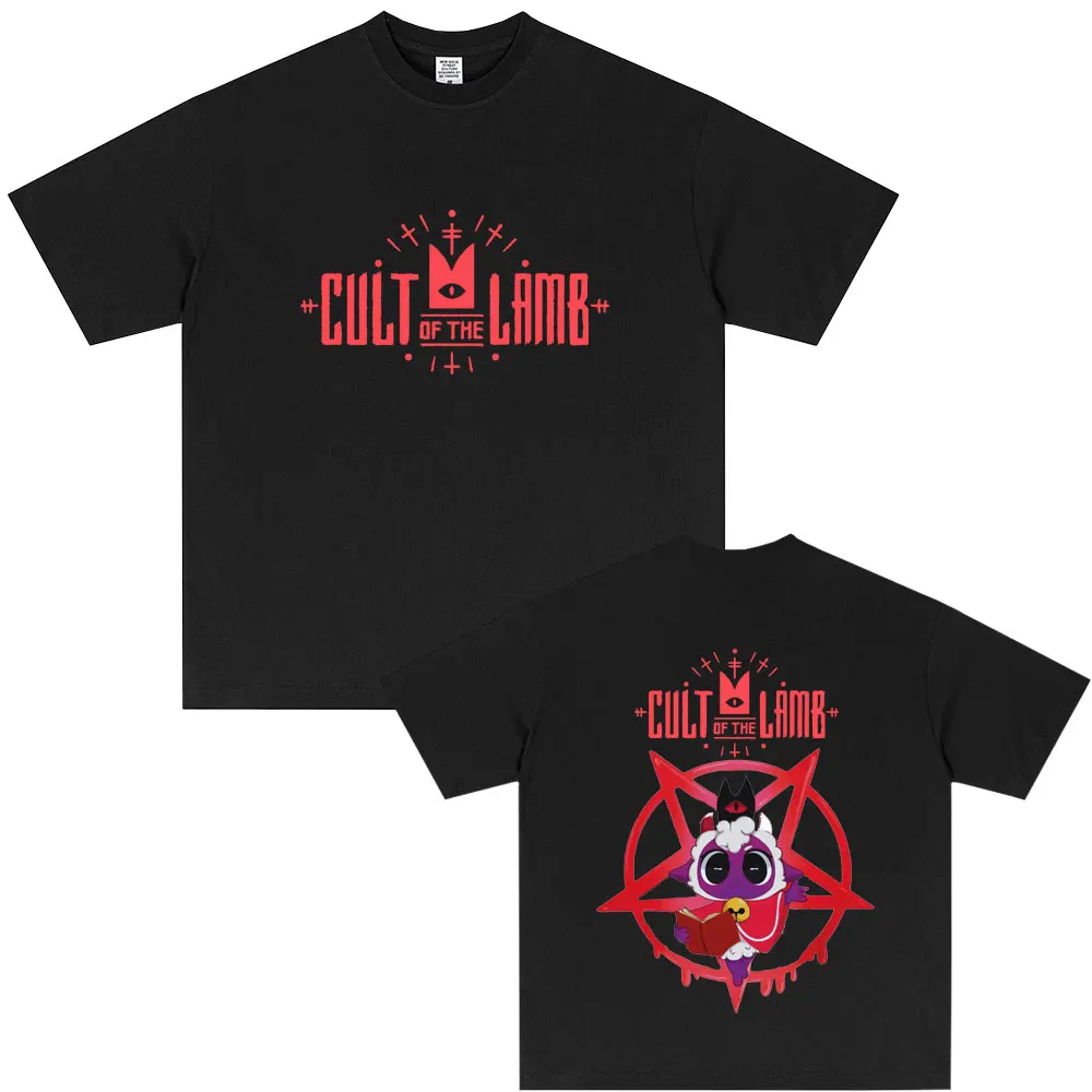 

Hot Sale Game Cult of The Lamb Funny Graphic T-shirt Men Women Casual Soft Cotton T Shirts Men's Vintage Oversized Streetwear