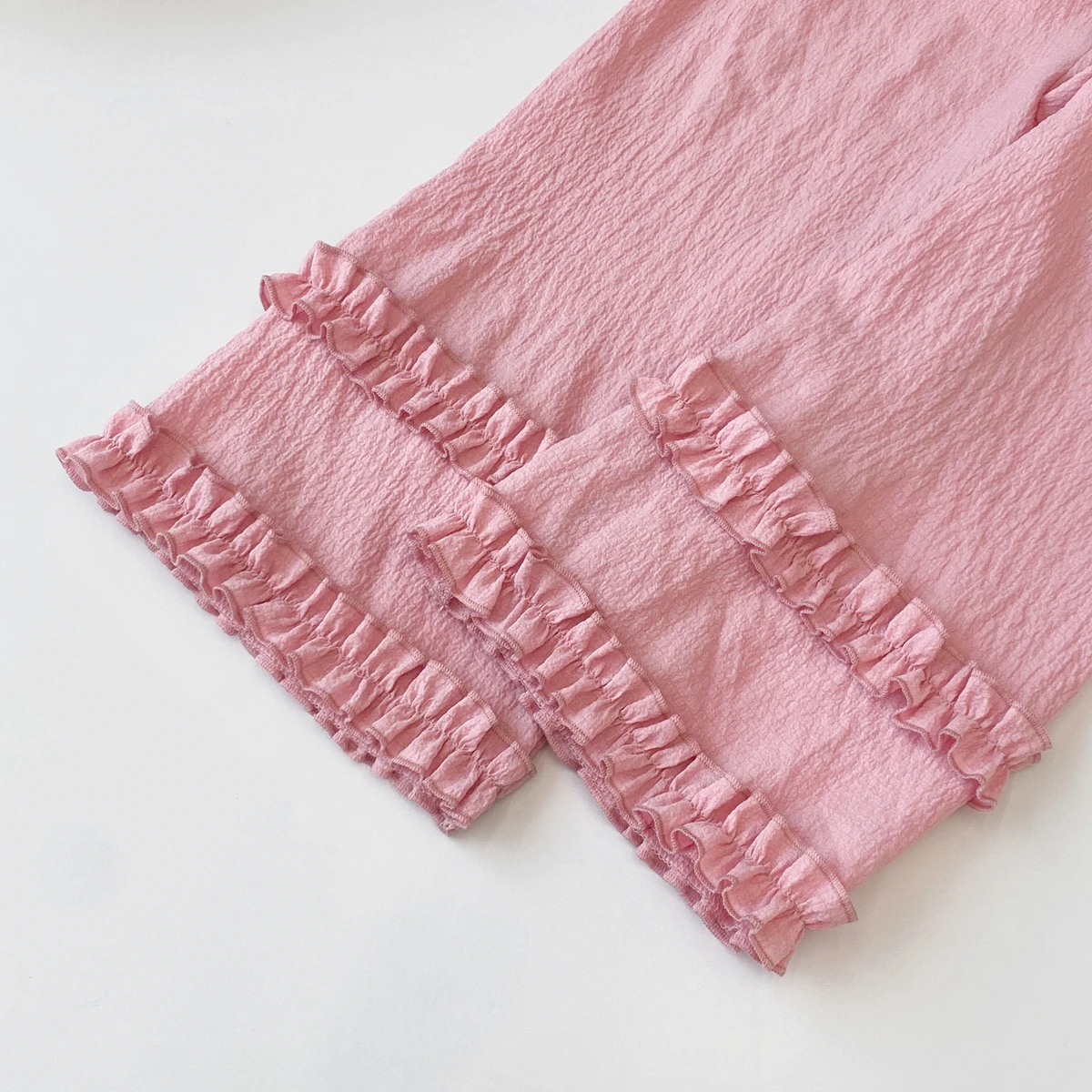 Humor Bear Koreanisches Mädchen-Outfit, Herbst, neues Oberteil mit Rüschen und langen Ärmeln, Spitzenhose mit weitem Bein, zweiteiliges Mädchen-Kleidungsset, modische Sets – Detail 7