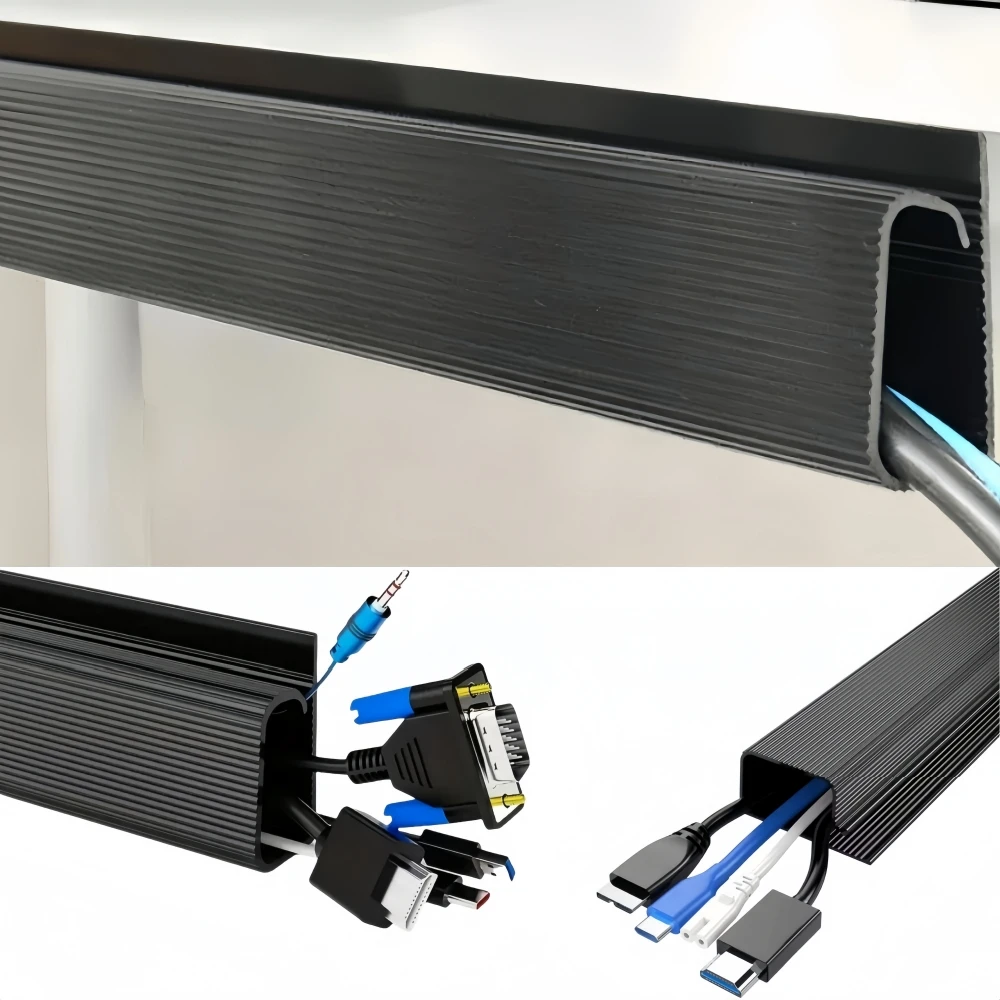 1/2PCS Undertable Cable Rack Anti-extrusion Floor Cord Cover Self-Adhesive Durable Extension Wiring Duct Cable Protector