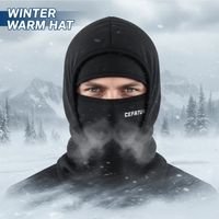 Double Layer Balaclava Cycling Cap Neck Protection Fleece Warm Hat Mask Thermal Cold-proof Ski Windproof Cap Outdoor Sports