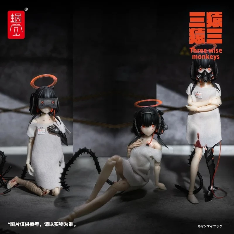 

【In Stock】Snail Shell 1/12 Scale 14cm Three Wise Monkeys No Say No See No Listen Collectible Figure Anime Women Soldier Sister