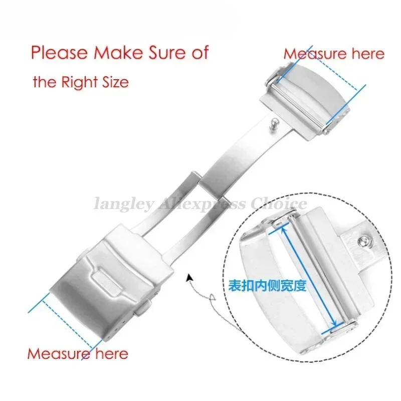 セイコーダイビング用ルーシーカーソリッドバックル、折りたたみ式ステンレススチールウォッチ、シルバークラスプ、メタルボタン、アクセサリー、18mm、20mm、22mm、24mm