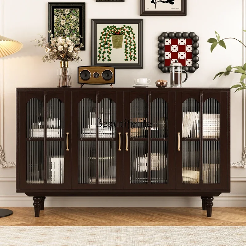 

04ld14 French Style Solid Wood Sideboard American Style Storage Entryway Small Apartment Wine Cabinet Vintage