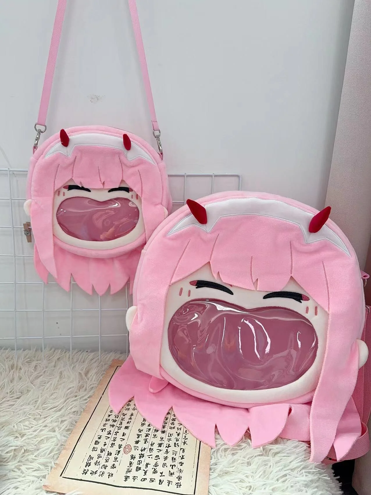 Game Anime Darling in the Franxx Cosplay Big Mouth Transparent itabag Student Zipper Backpack Messenger Bags Shoulder