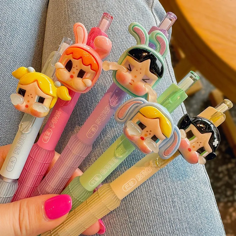 

Cute Cartoon Girl's Gel Pen Set creative push type large capacity student pen for Boys and Girls School Stationery Wholesale