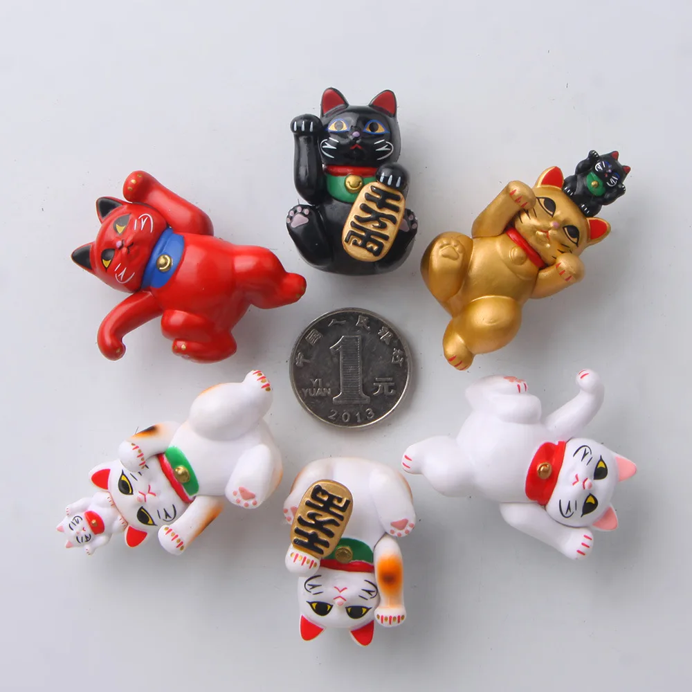 Creative Cartoon Animal Magnetic Sticker PVC Lucky Cat Cute Fridge Magnet Ornaments Kitten Model Toys Kitchen Decor Accessories