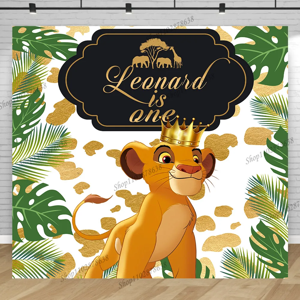 Custom Party Name Text Backdrop The Lion King Boy Tropical Birthday Background Decoration Jungle Crown Simba Baby Shower Banner