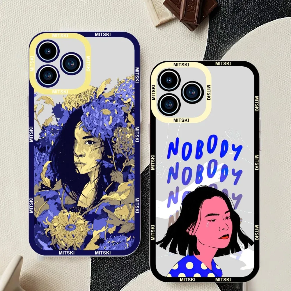 Funda de teléfono Singer Mitski para iPhone 11 12 Mini 13 14 15Pro Max carcasa transparente