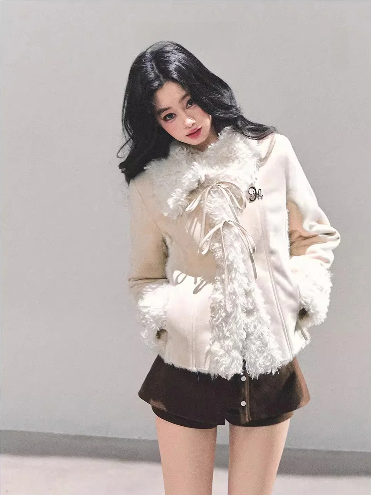 

Женская зимняя куртка AOMALM с меховой подкладкой, утепленная, из хлопка, с интегрированной кожаной и меховой отделкой, бренд TING