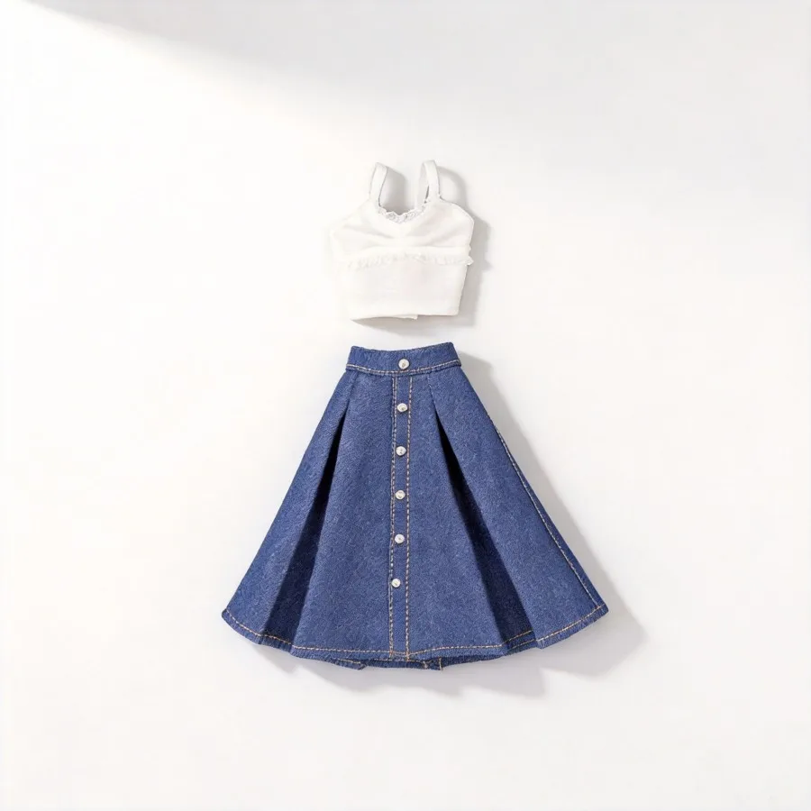 

Повседневный корейский комплект одежды для кукол ICY DBS Blythe: рубашка + джинсовая юбка, подходит для кукол с 19 подвижными суставами