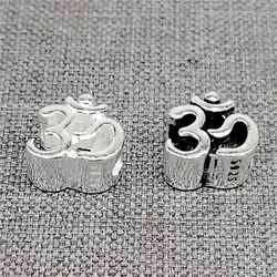 2 Pieces of 925 Sterling Silver OM Beads for Yoga Meditation Bracelet Necklace