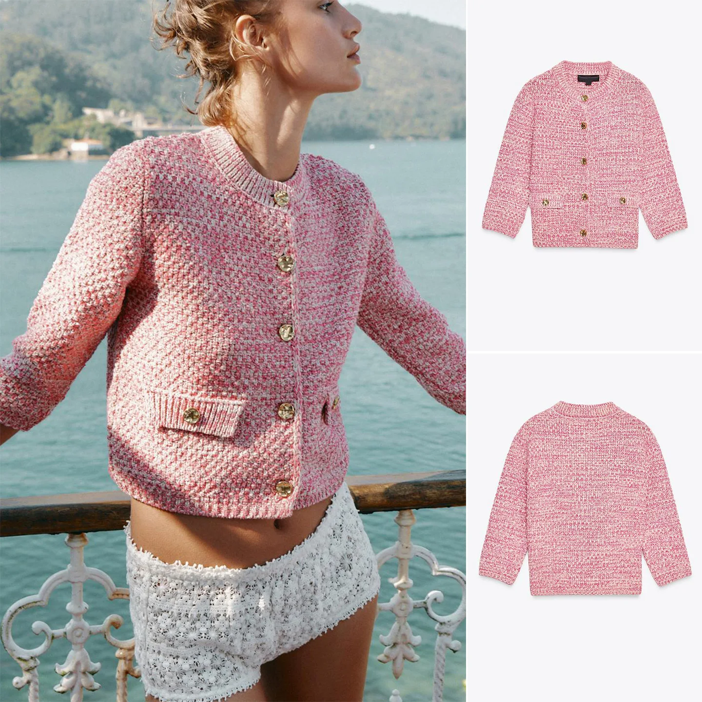 جديد خريف 2025 Fraance Sle غطاء قلاب بزر واحد مستدير Ne Knitted Jaet Faionable Commute فضفاض مناسب...