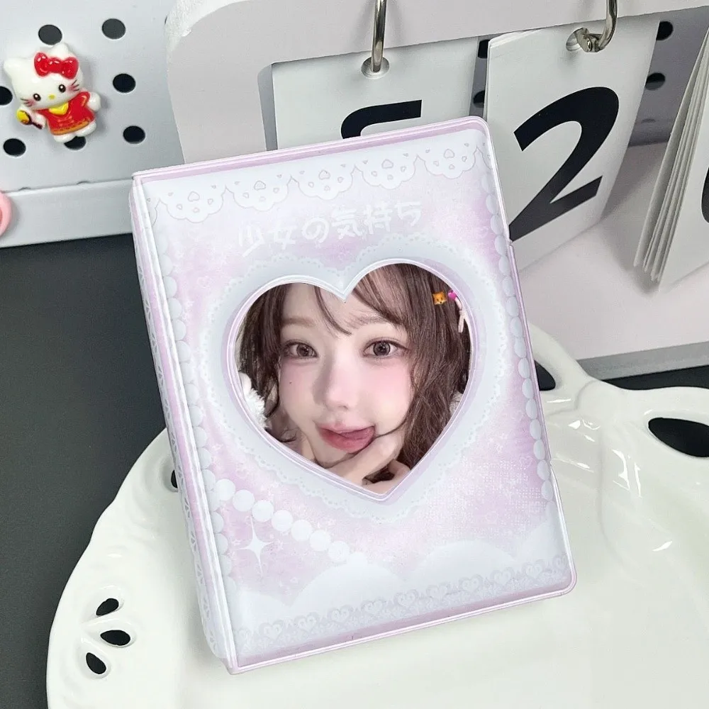 Pink Love Bow Kartenalbum, 7,6 cm, Mini-PVC-Fotokartenbinder mit 16 internen Seiten, Sammelkartenalbum, Idol-Karten-Sammelbuch
