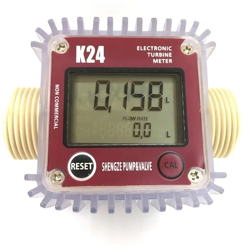 Digital K24 Turbine Flow Meter 1 Inch Vertical/Horizontal Diesel Oil Fuel Flow Meter Gauge For Chemicals Liquid Water