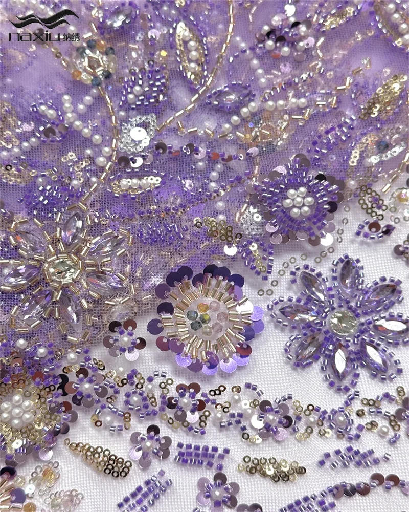 

Madison 2026 High Quality Nigerian French Mesh Lace Fabric With Sequins African Beaded Lace For Wedding Party Dress Women 5 Y